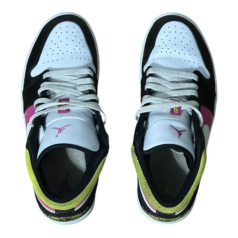 Air Jordan 1 Low Mens Spray Paint Green/Pink/Black Sneakers